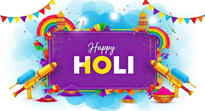 Happy holi day celebrations with colorful vibrations and joy