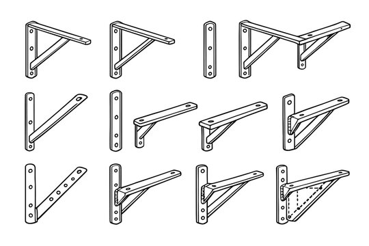 Vector joint bracket silhouette plate modern shelf clean icon metal wall spaced