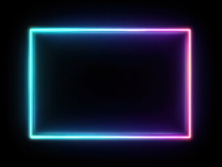 neon frame rectangle isolated on a black background