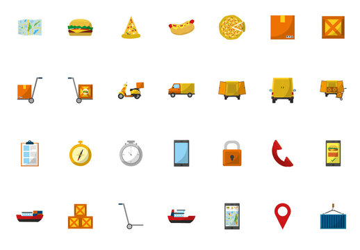 Fast Food And Logistics Icon Set
