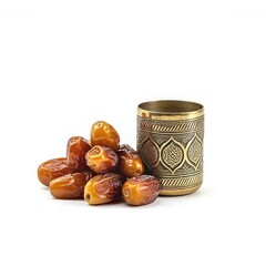 Dates on the plate and black coffee