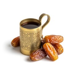 Dates on the plate and black coffee