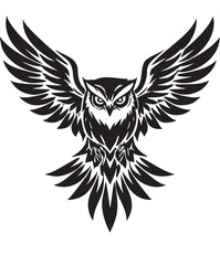 Obraz premium Tribal Owl Tattoo Design Flying Wings Spread.