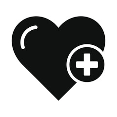 Obraz premium Black heart shape with medical cross symbol on isolated, ui elements