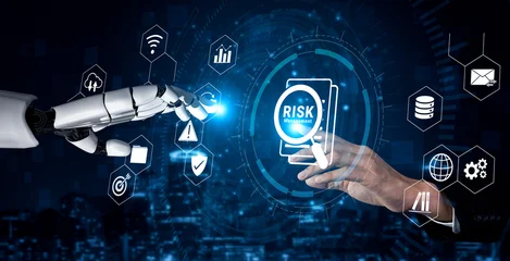 Fototapete Rund Restaurant Artificial intelligence enhances risk management and business protection to ensure operational stability and secure decision making Parse  © InfiniteFlow