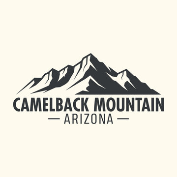 Camelback Mountain Arizona Vector Logo - Desert Peak Icon