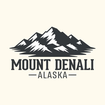Landmark Vector Art Logo: Mount Denali, Alaska - North American Summit Icon