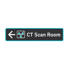 Hospital Wayfinding Signage Pointing Towards CT Scan Room, Showing Directional Guidance