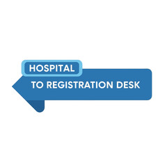 Hospital Wayfinding Signage Pointing Towards Registration Desk in a Medical Setting
