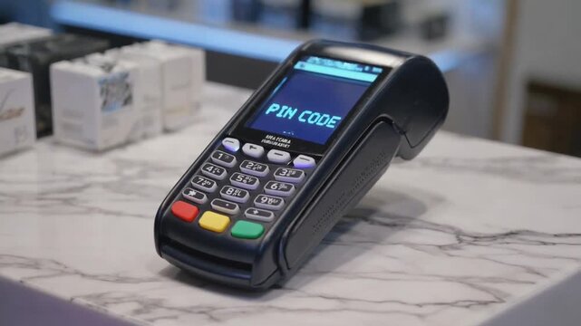Pin code on a payment terminal.