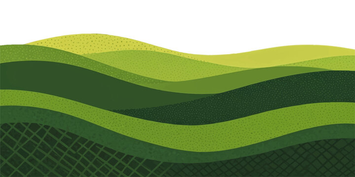 Rolling green hills landscape with abstract wavy layers and subtle texture, representing nature and eco-friendly concepts
