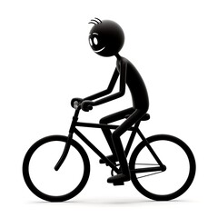 Cartoon Character Riding Bicycle Silhouette.