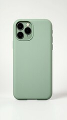 Minimal Jade Green Smartphone Case Isolated on White Background Modern Tech Accessory Color Trend Product Photography