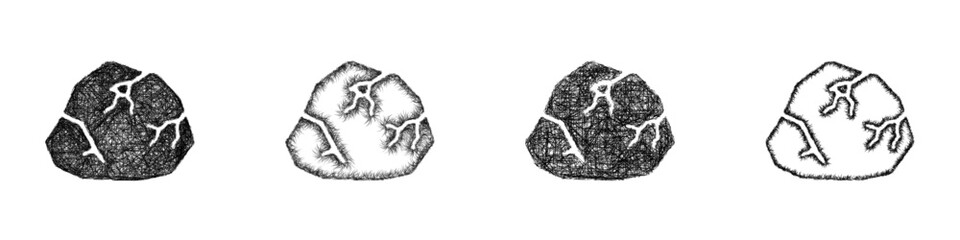 Sketch boulder icon design set © David Zydd