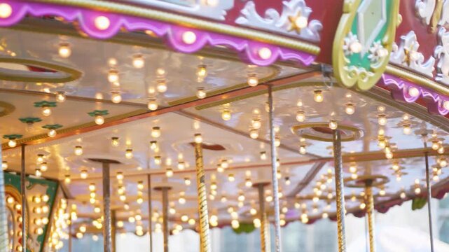 Carousel ride amusement park carnival fair circus light entertainment attraction recreation joy festival decoration holiday fun