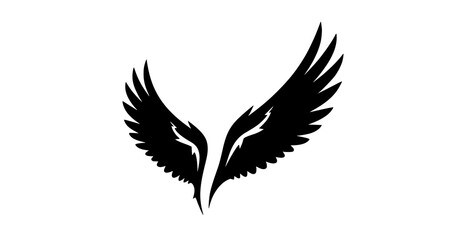 Obraz premium Dynamic Black Silhouette Wings Vector Illustration on White Background