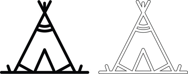 Tribal Teepee Tent Icon Set Native Traditional Shelter Vector © Emonahmed