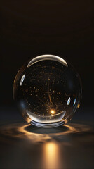Obraz premium Dark Glass Sphere with Glowing Light Reflections, Abstract Energy Concept