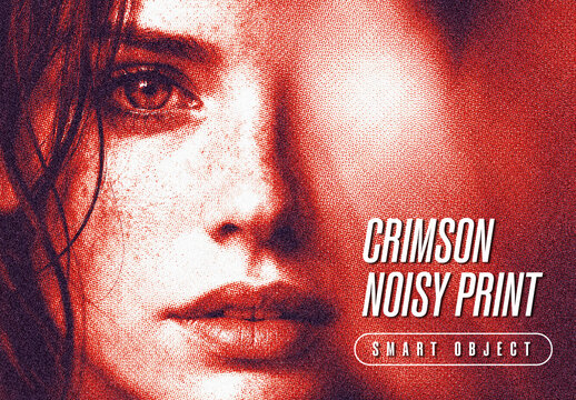 Crimson Noisy Print Photo Effect