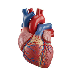 A human heart with arteries and veins