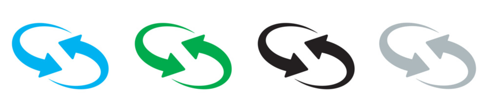 Circular Motion Arrows Icon Set, Modern Design, Seamless Loop Symbols Representing Refresh, Repeat, Continuous Movement, Abstract Vector Illustration