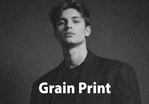 Monochrome Grain Print Photo Effect