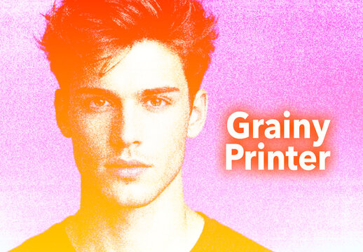 Neon Gradient Grainy Printer Photo Effect