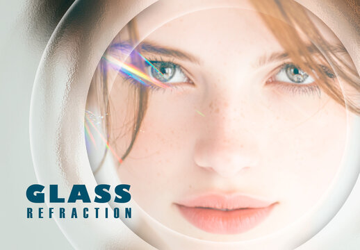 Prism Refraction Circular Glass Effect Mockup