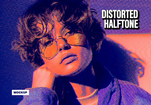 Retro Distorted Halftone Effect Mockup