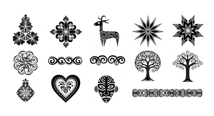 Collection of Decorative Ornate Symbols and Illustrations. © Heni