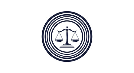 Scales Of Justice Icon in Concentric Circles Represents Law and Legal Services