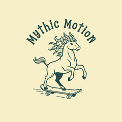 Fototapeta premium Mythic Motion Unicorn Skater Logo Design.