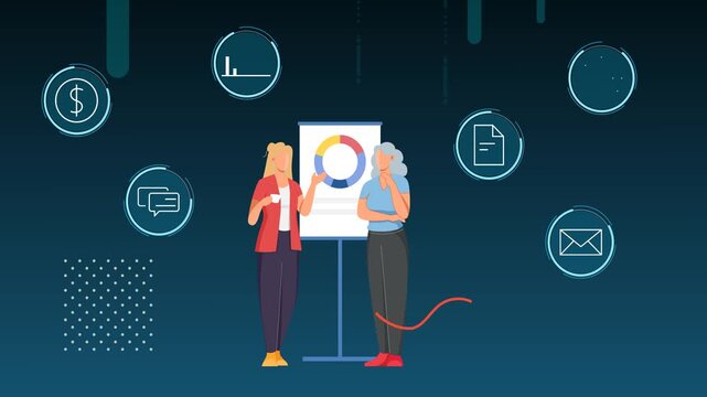 Entrepreneurship Mentor - Transforming a concept to Viable Business with Collaboration and Teamwork - Animated Illustration as MP4 File