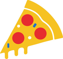 Illustration of a slice of pizza with toppings.