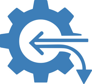 Blue Gear Icon with Arrow Symbol.