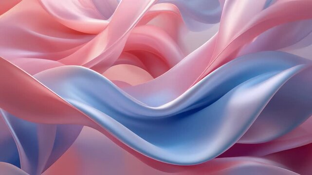 Abstract flowing ribbons in pink and blue colors.
