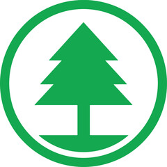 Fototapeta premium Green tree logo in circular frame symbolizing nature and eco-friendliness