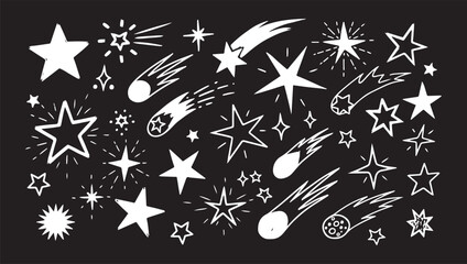 Line surprise icon element set. Hand drawn line sun bursts, cartoon star sparkles, and playful surprise rays with comic starburst and whimsical sunshine comic effect elements. 