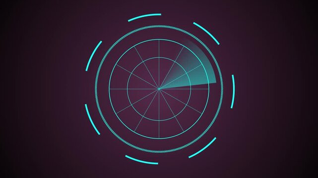 Radar screen animation on map background.moving radar HUD