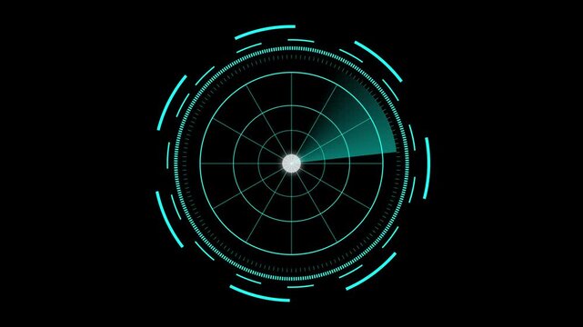 Radar screen animation on map background.moving radar HUD