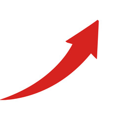 Red up arrow pointing to right, growth arrow icon, web icon, stock vector