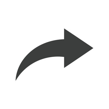 Dark gray share arrow icon with smooth curve pointing right for digital interface design