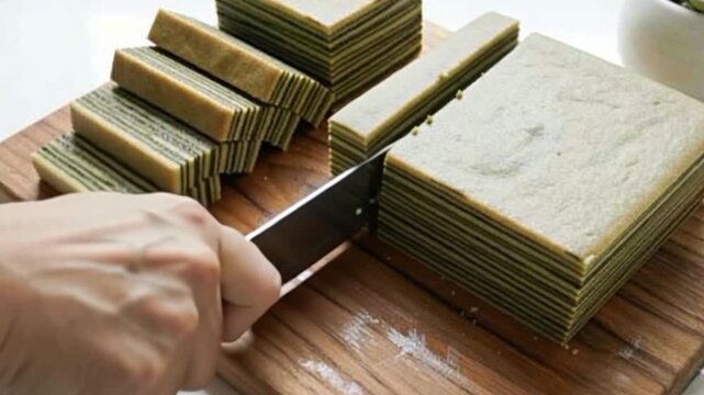 Precision Slicing of Lapis Legit Indonesian Layer Cake