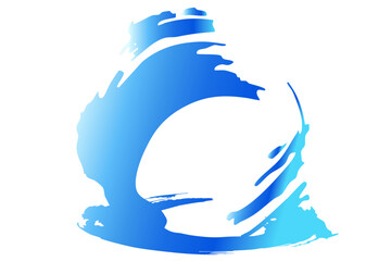 和風の筆タッチで描いた青い波のベクター背景イラスト素材