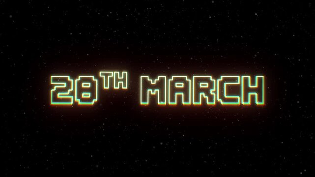 28th March Neon text with retro style