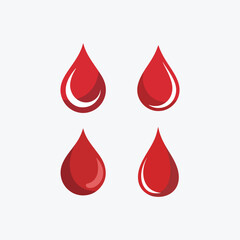 Fototapeta premium Four Red Blood Drops Icons Set, Medical Donation Symbol, Drops Of Red Blood Icon, Drops Of Red Blood Icon, Blood Drops