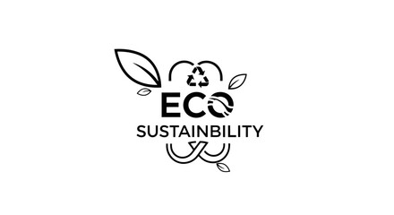 Fototapeta premium Eco Sustainability Logo Design with Leaves and Recycling Symbol.
