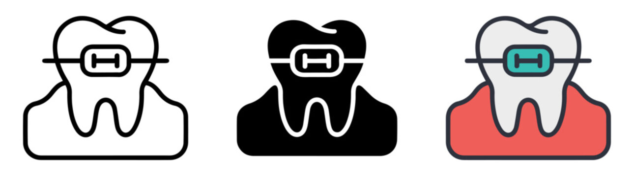 dental braces orthodontic icon set