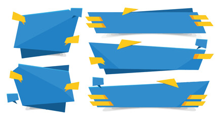Fototapeta premium A collection of blue and yellow sticky notes on a white background.