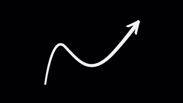 White Upward Doodle Arrow Graph Line Chart Showing Growth and Progress 4K Video Animation